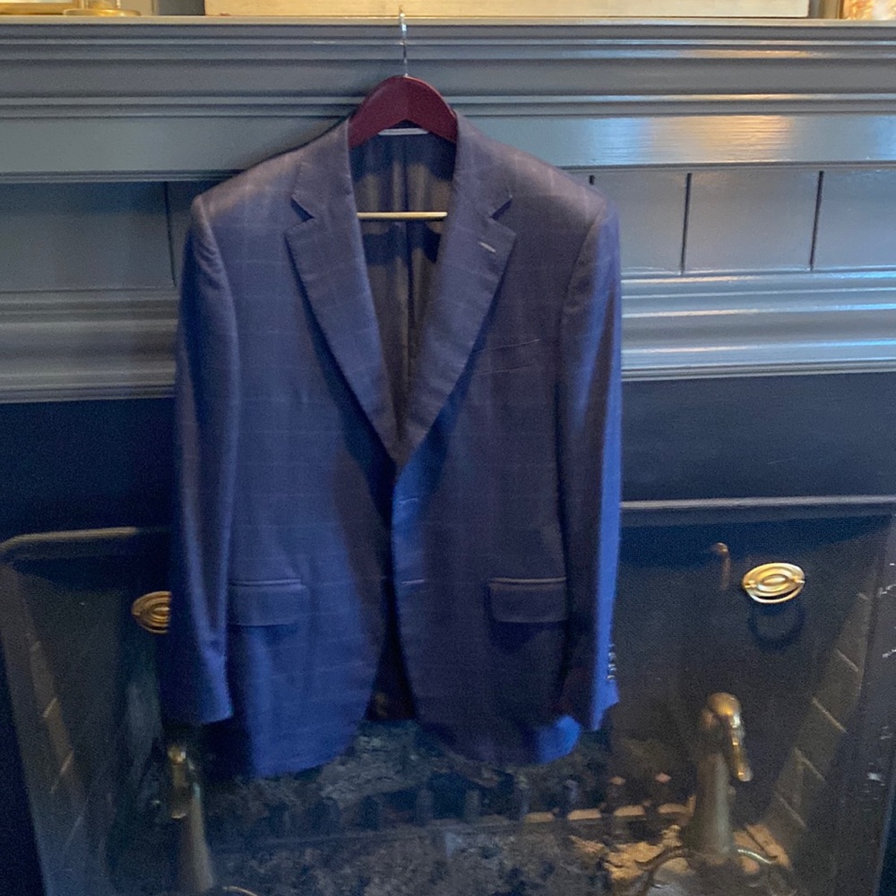 Canali navy windowpane blazer 38r